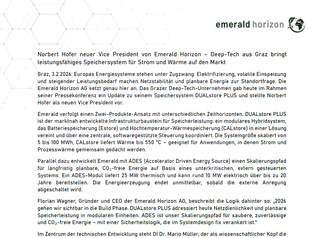 Norbert Hofer – Deep-Tech from Graz brings high-performance storage system for electricity and heat to the market 8 pressdients
